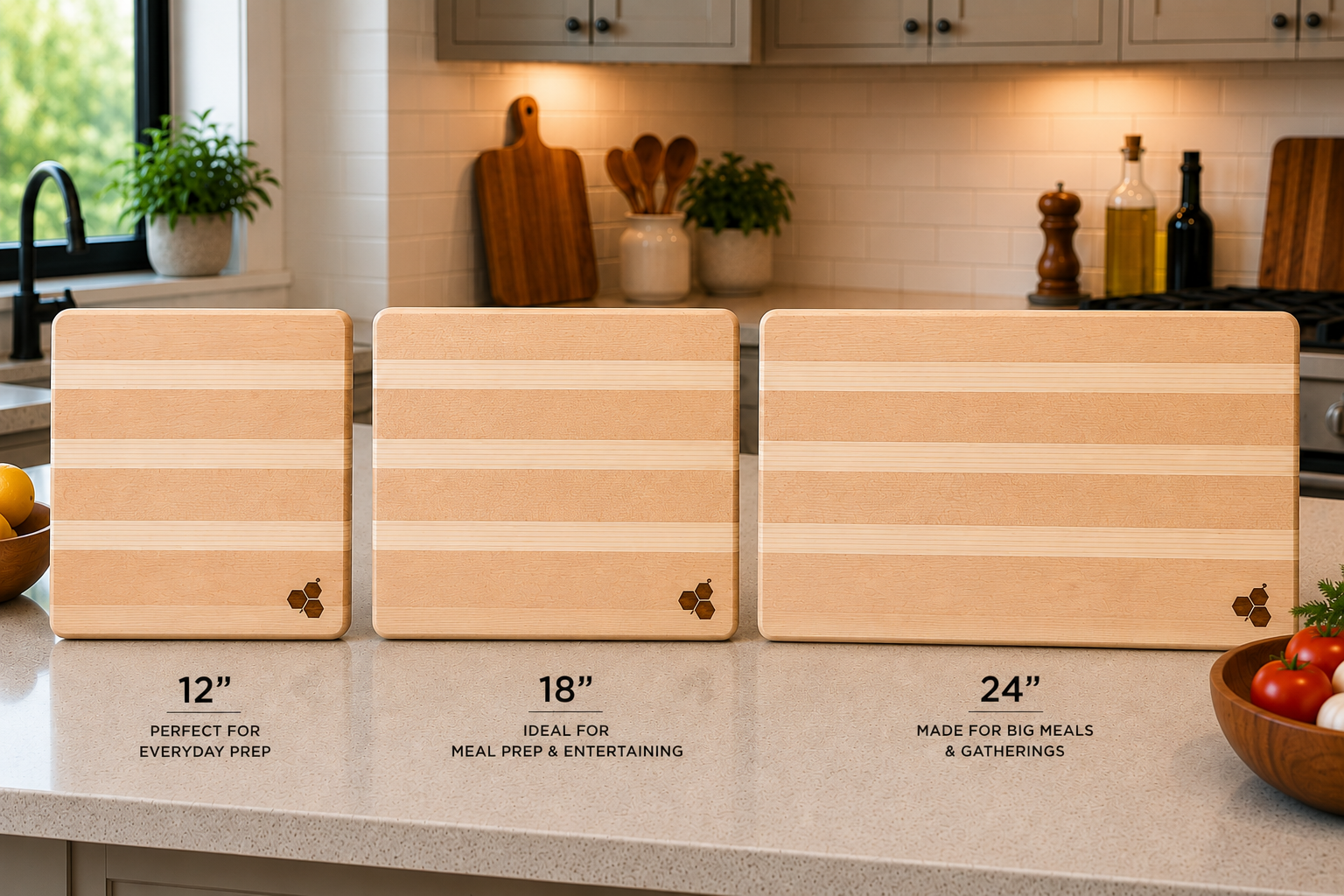 Luxury Cutting Board Set - Maple and Ash