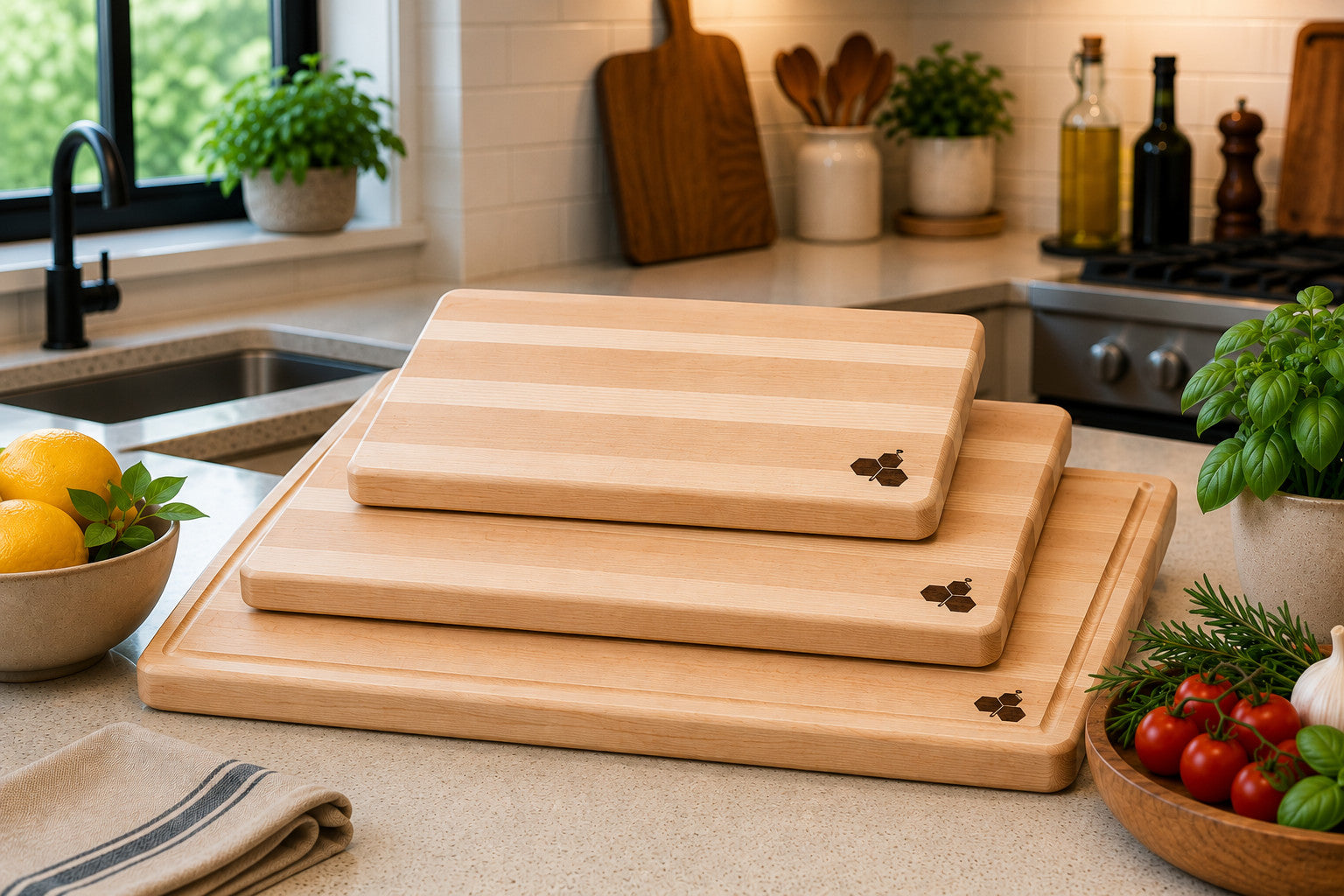 Luxury Cutting Board Set - Maple and Ash