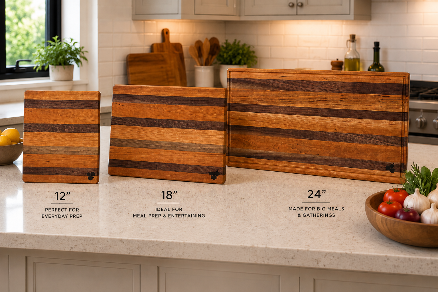 Luxury Cutting Board Set - Cherry and Walnut